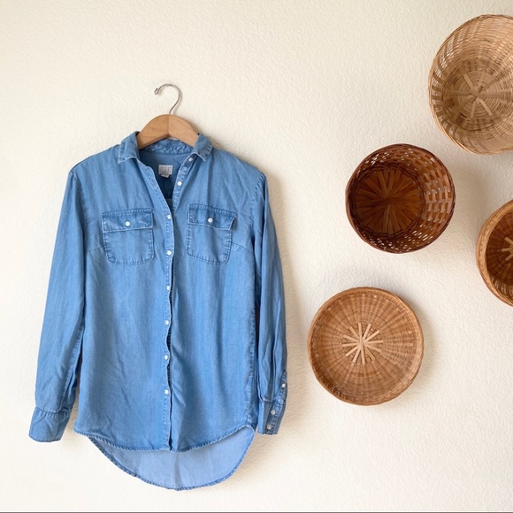 a.n.d ea wy Chambray Long Sleeve Button Down Shirt - Picture 2 of 7